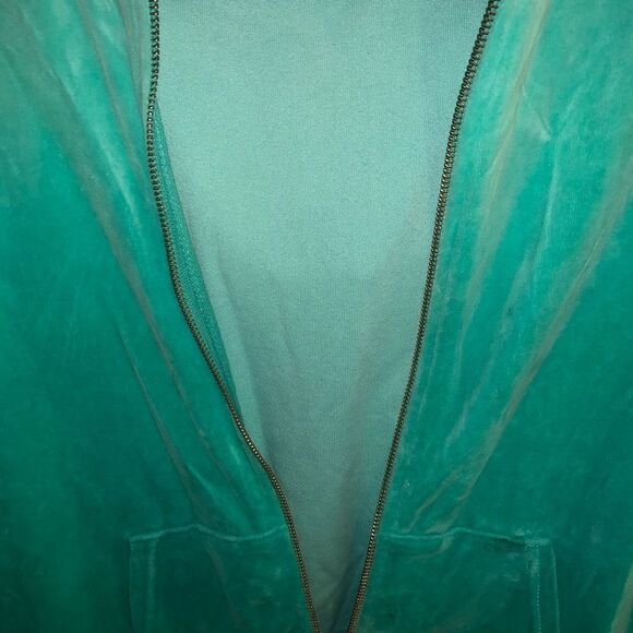 JUICY COUTURE Teal Turquoise Blue Velour Hoodie JUICY COUTURE Hoodie - Picture 5 of 5